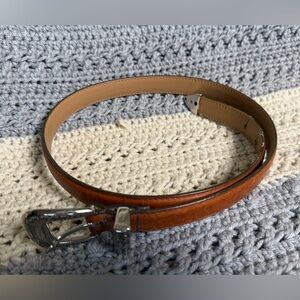 Dexter Women's Western Tan Leather Belt with Silver Buckle & Accents 35" Overall